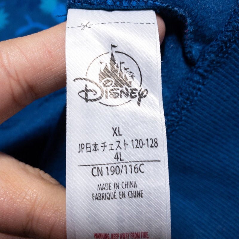 Disney Lilo & Stitch Hoodie Men's XL Full Zip Hooded Pattern Floral Blue