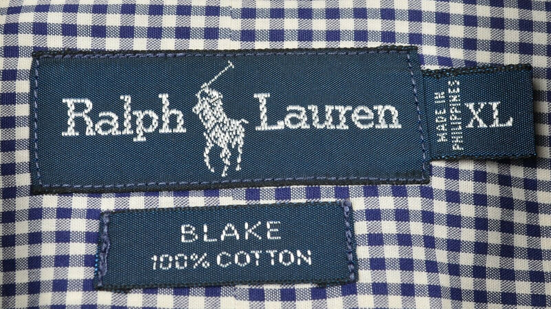 Polo Ralph Lauren Men's XL Blake Navy Blue Check Long Sleeve Button-Down Shirt