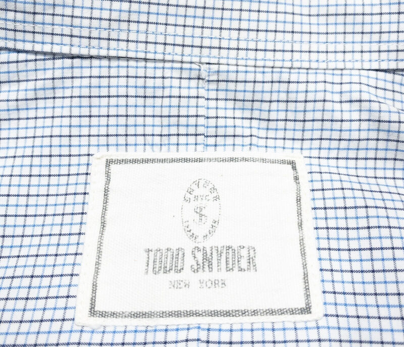 Todd Snyder Dress Shirt 16-32/33 Men's White Blue Graph Check Long Sleeve Button