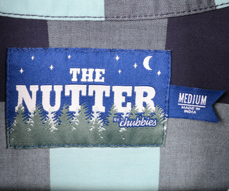 The Nutter Chubbies Men's Medium Blue Green Check Popover Button-Down Shirt
