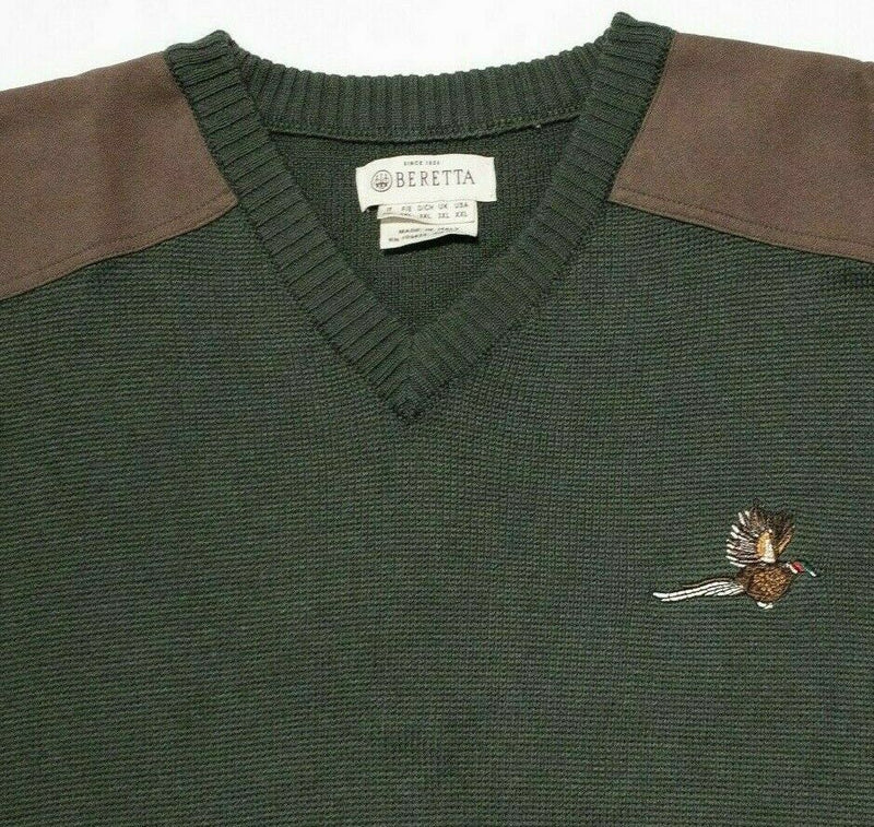 Beretta Men's 2XL Wool Blend Shoulder Pads Embroidered Pullover Knit Sweater