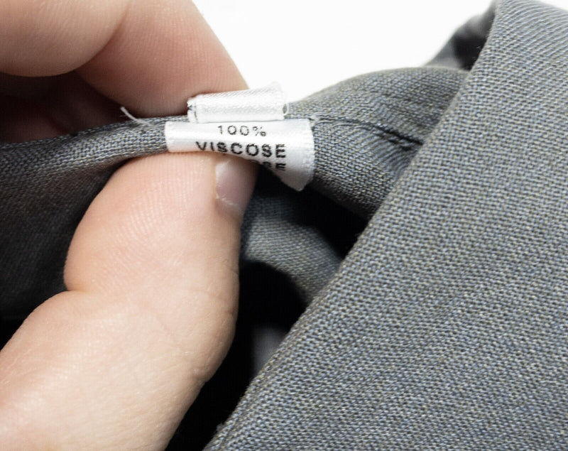Armani Collezioni Shirt Men's 2XL Viscose Rayon Solid Gray Italy Long Sleeve