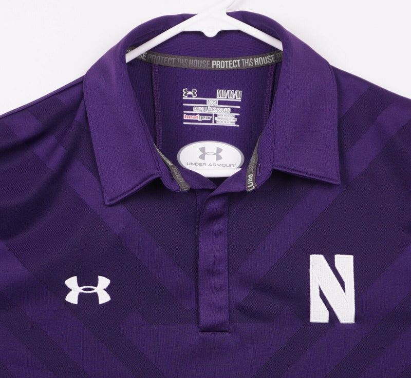 Northwestern Men's Sz Medium Loose Under Armour Purple HeatGear Polo Shirt