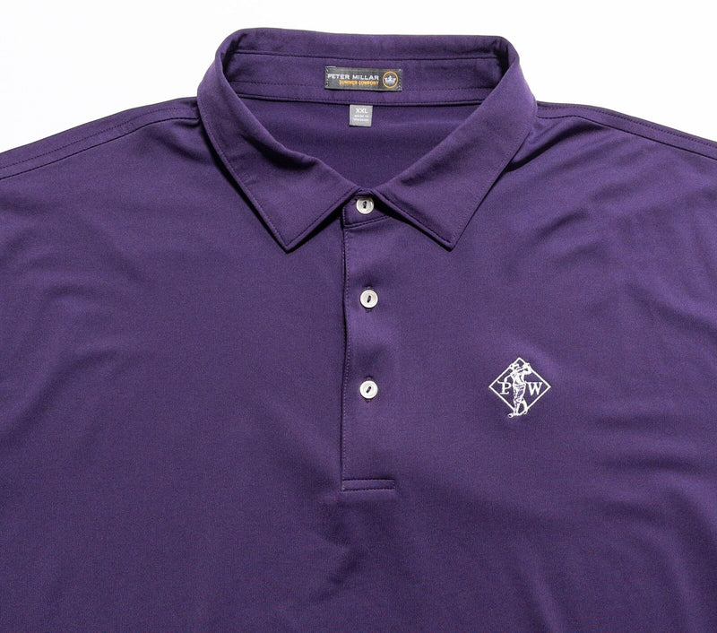 Peter Millar Summer Comfort Polo 2XL Men's Shirt Solid Purple Wicking Golf