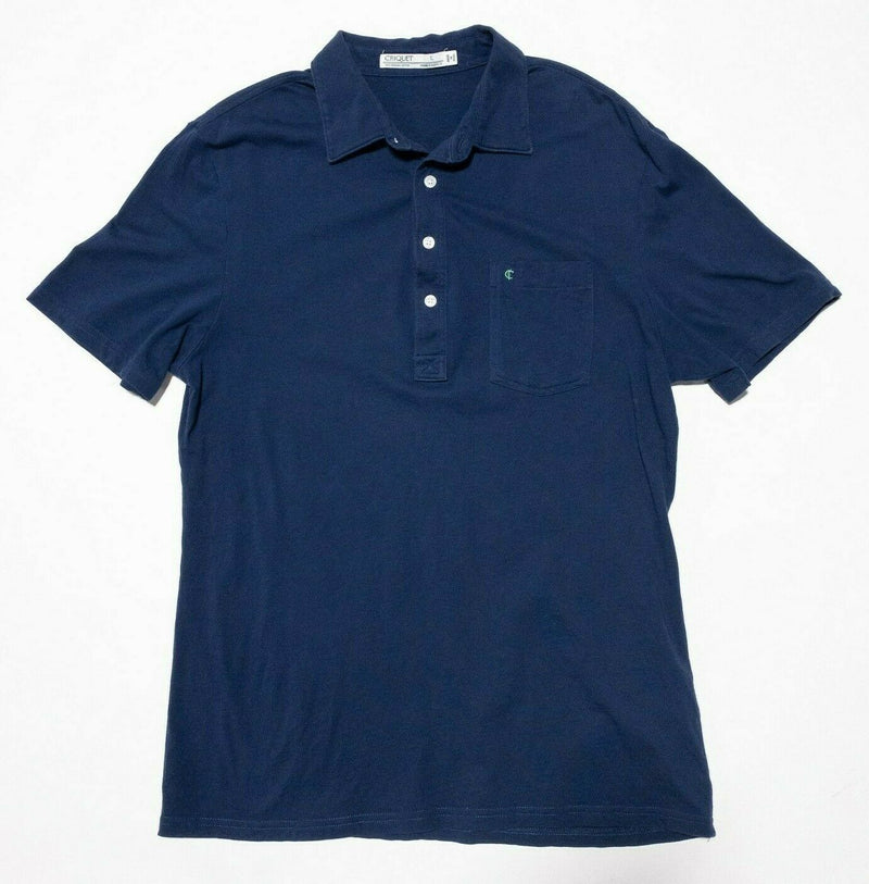 Criquet Polo Large Men's Shirt Navy Blue Pocket Polo Short Sleeve Golf Casual