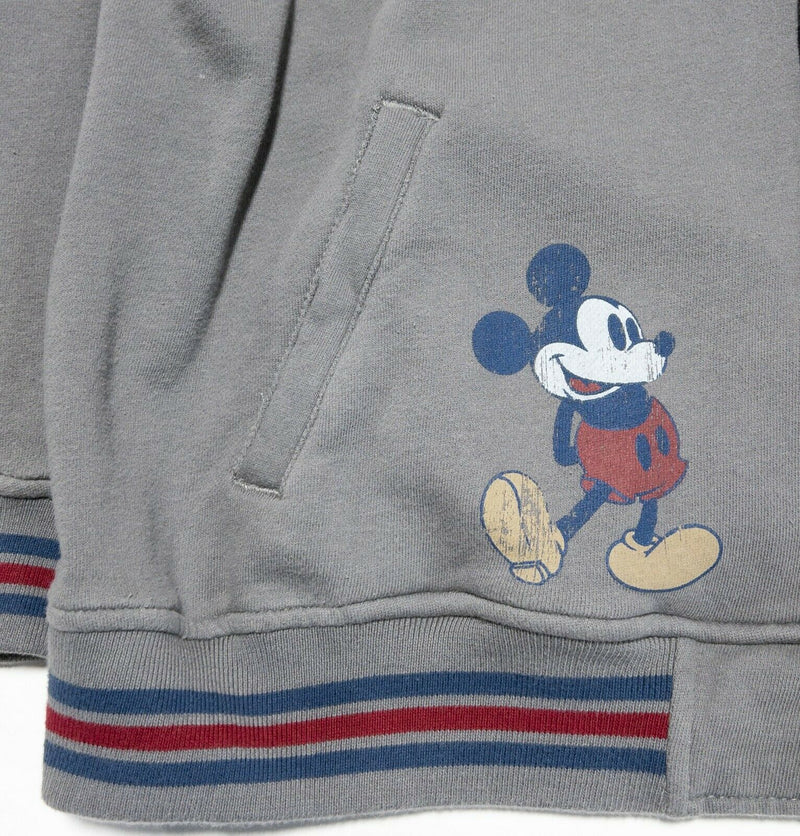 Disney Mickey Mouse Snap-Front Varsity Sweatshirt Jacket Gray Men's XL