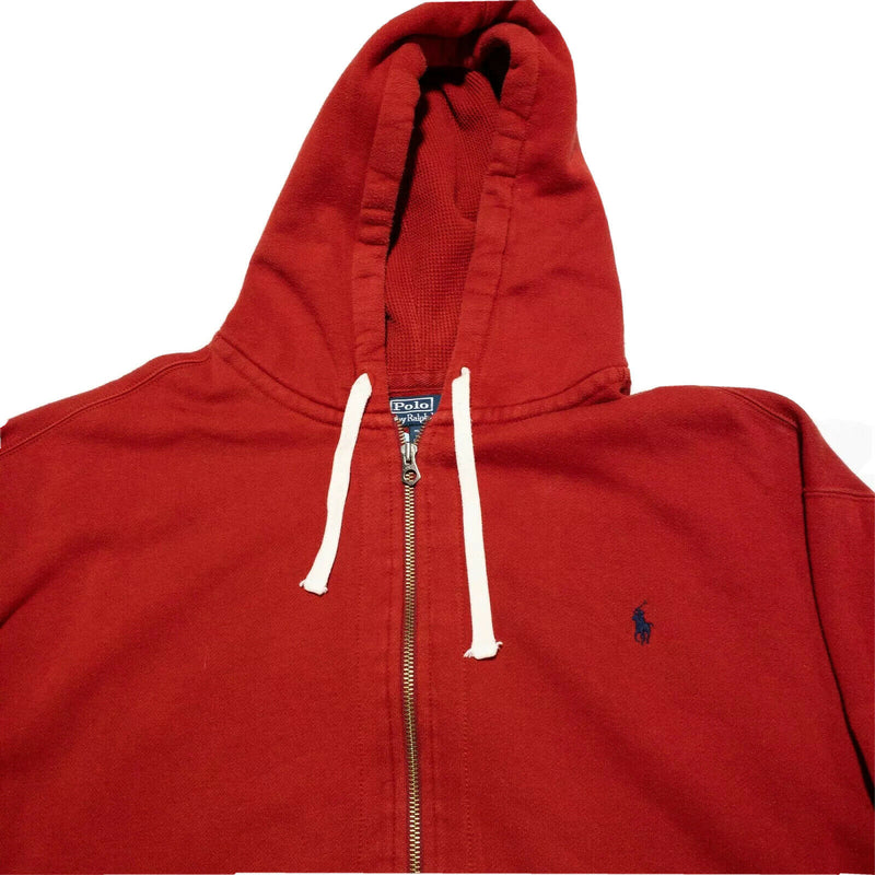 Polo Ralph Lauren Men's 5XB (5XL Big) Full Zip Solid Red Pony Hooded Sweatshirt