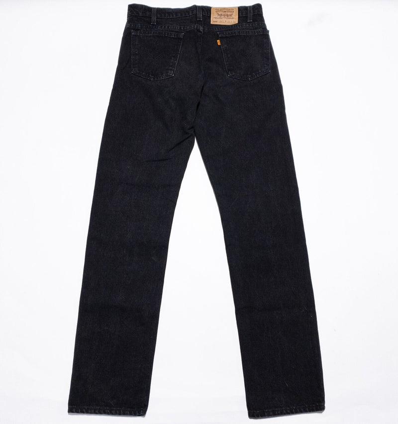 Levi's 505 Straight Leg Jeans Men's 33x34 Black Denim Vintage USA Orange Tab