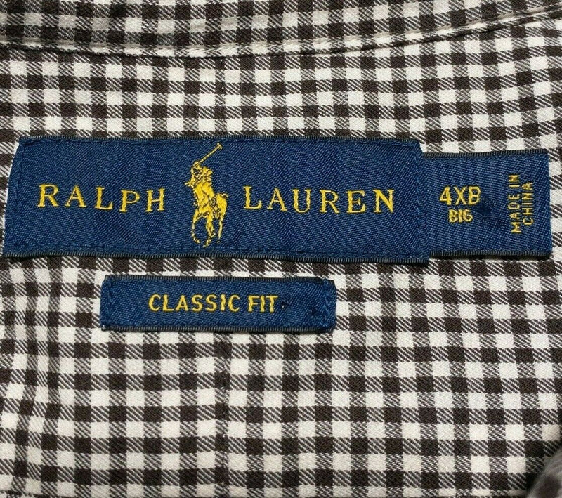 Polo Ralph Lauren Button-Down Shirt Brown Check Pony Men's 4XB (4XL Big)