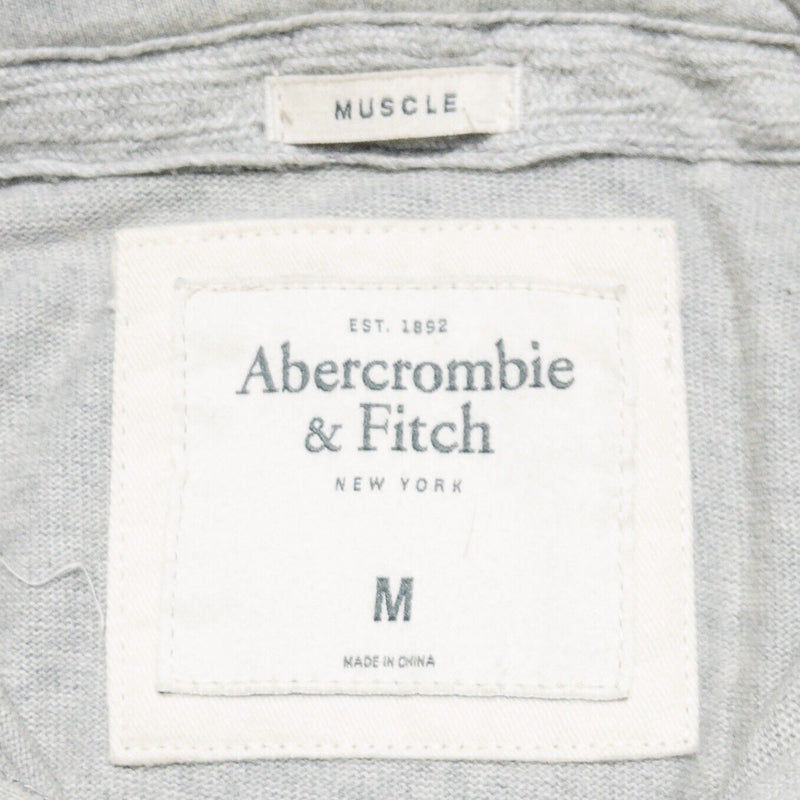 Abercrombie & Fitch Muscle Hoodie Men's Medium Full Zip Gray Fleece Vintage Y2K
