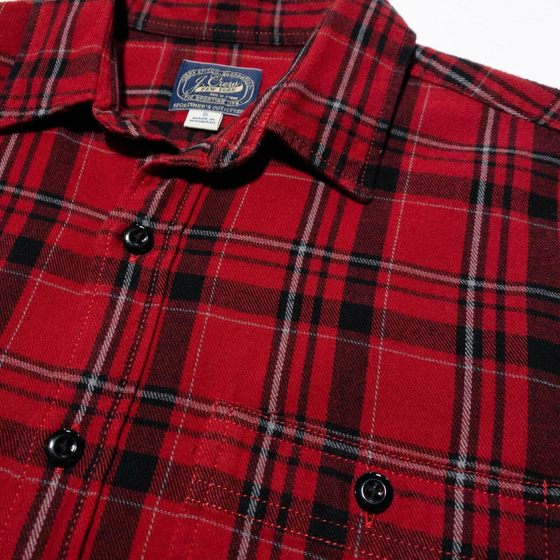 J. Crew Sportsmen Mid-Weight Flannel Shirt Holiday Red Plaid Men's Small