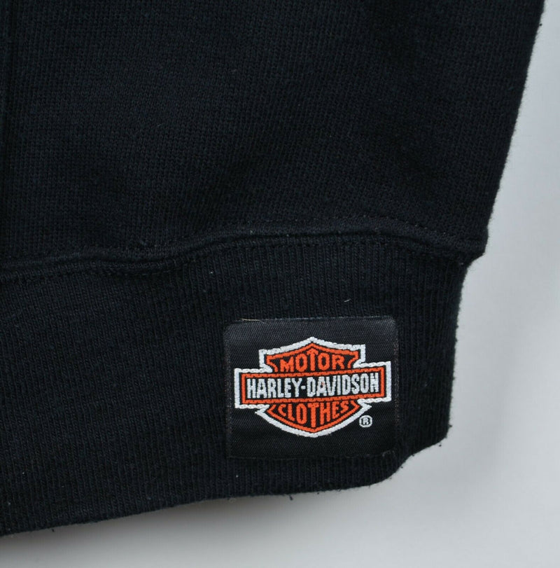 Vintage 80s Harley-Davidson Men's XL Black Eagle Made in USA Full Zip Hoodie