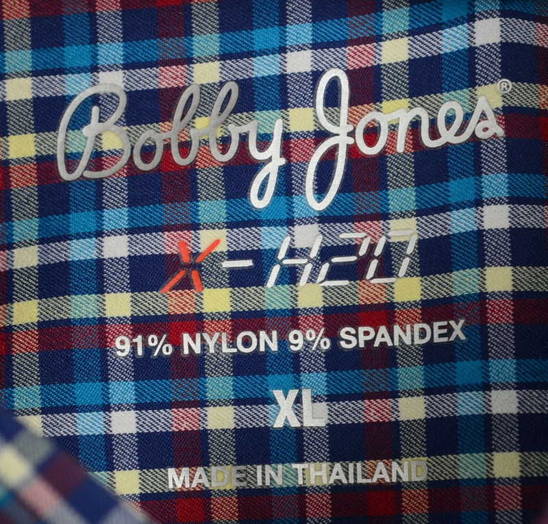 Bobby Jones X-H2O Men's XL Nylon Stretch Plaid Check Button-Down Shirt