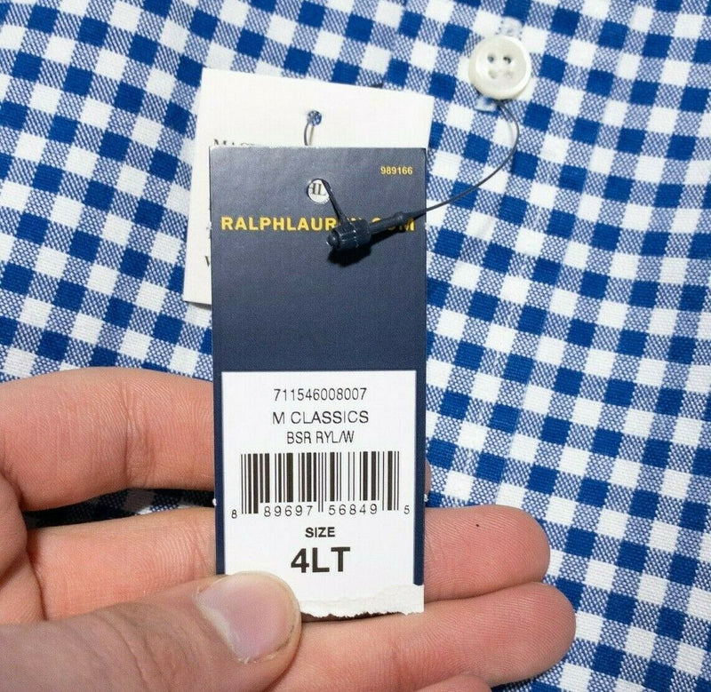 Polo Ralph Lauren 4XLT Shirt Men's Big & Tall Blue Gingham Check Short Sleeve