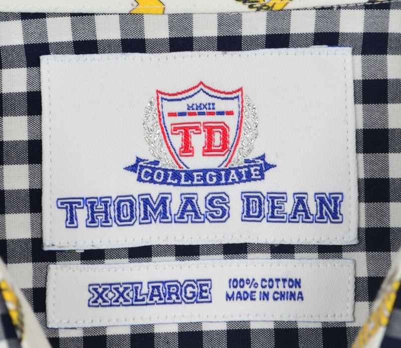 Michigan Wolverines Men's 2XL Thomas Dean Flip Cuff Gingham Check Button Shirt