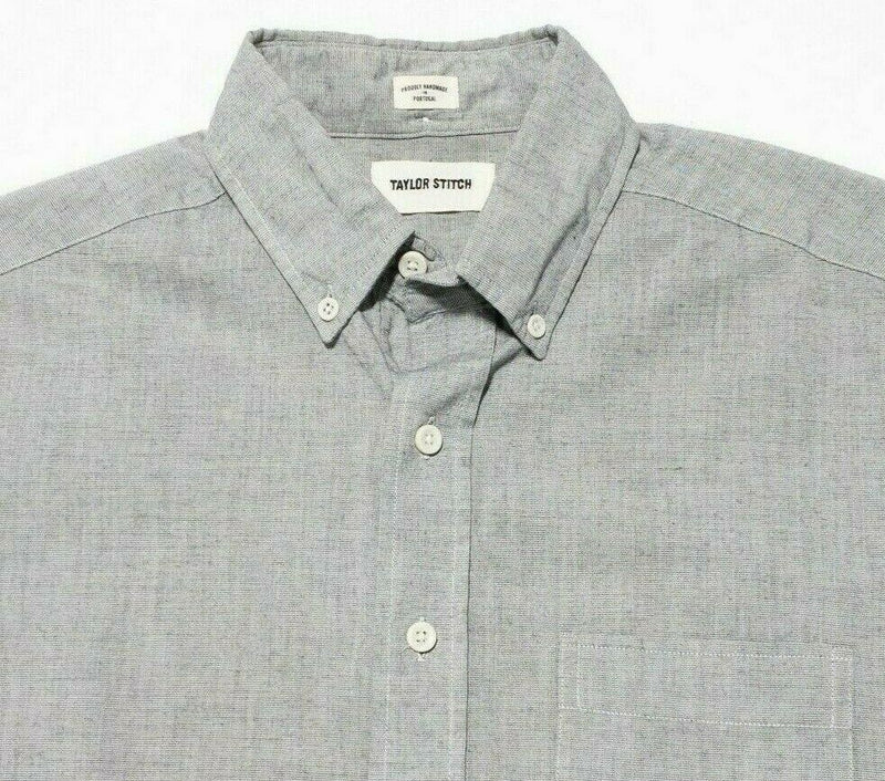 Taylor Stitch 40 Shirt (Medium) Men's Gray Button-Down Short Sleeve Handmade