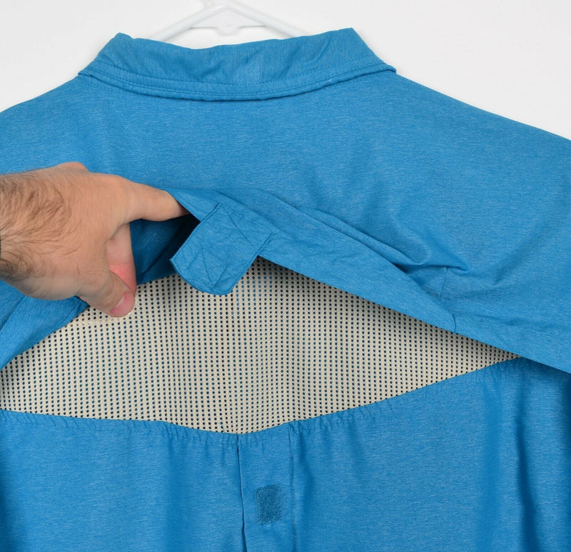 ExOfficio Men's XL Vented Hiking Fishing Outdoors Heather Blue Long Sleeve Shirt