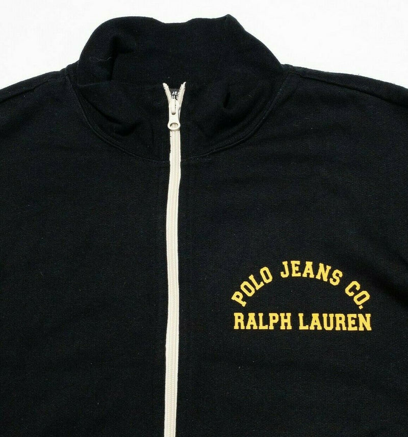 Polo Jeans Ralph Lauren Men's Large Solid Black Full Zip Track Jacket