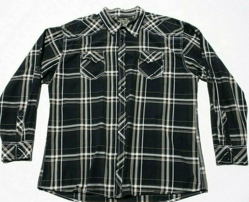 BKE Buckle Pearl Snap Men's 3XL Athletic Fit Black Plaid Rockabilly