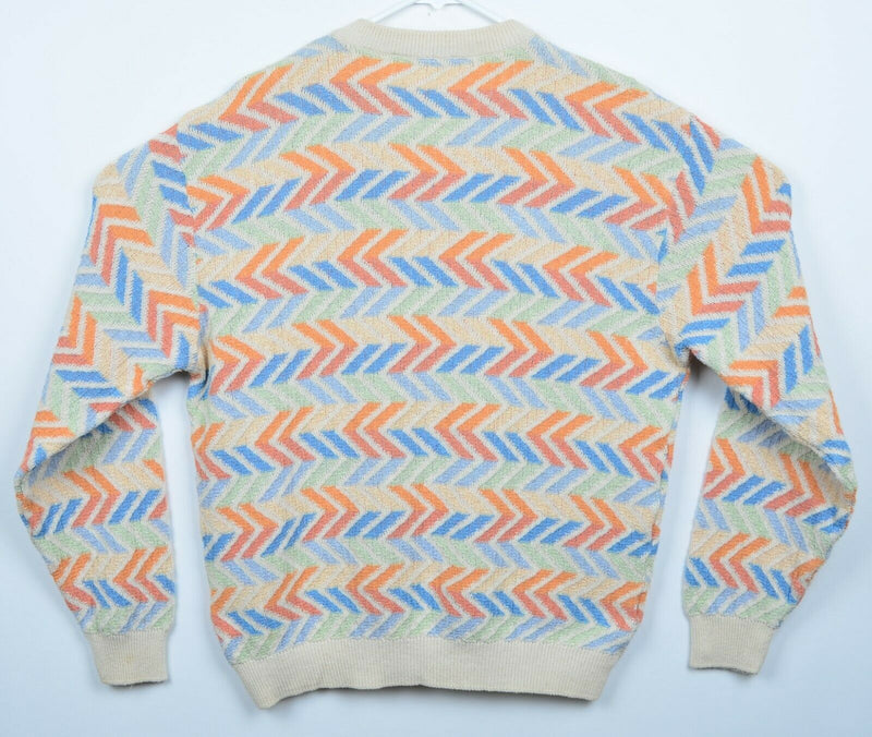 Ermenegildo Zegna Men's Sz Large? Geometric Zig Zag Multicolor Pullover Sweater