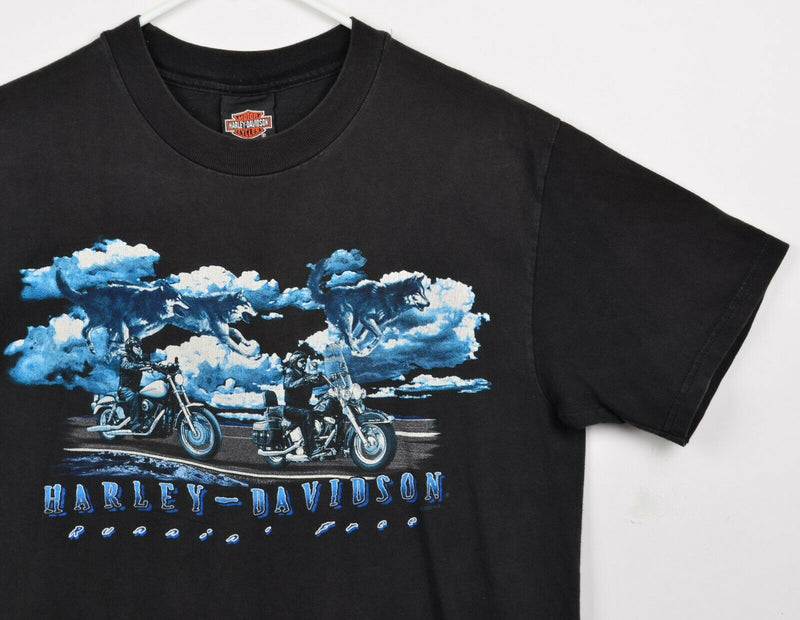 Vintage Harley-Davidson Men's Medium Wolf Runnin' Free Double-Sided T-Shirt