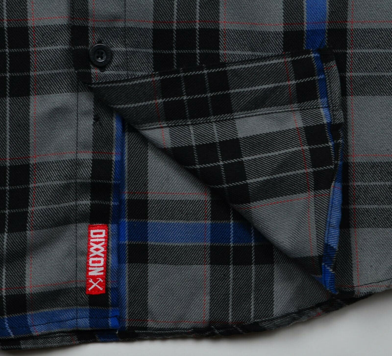 Dixxon Flannel Co. Men's Large Tall Gray Blue Plaid D-Tech Blend Flannel Shirt