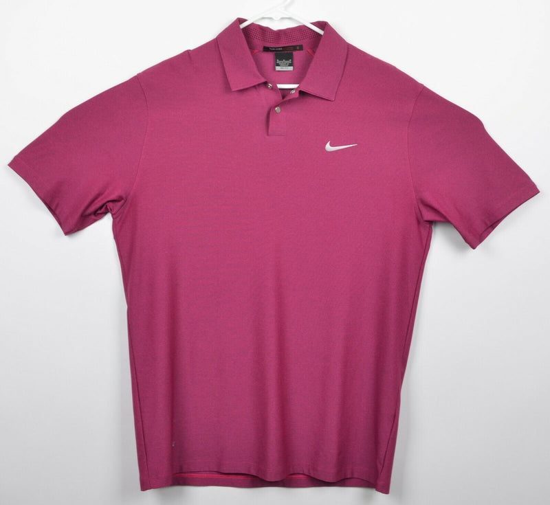 Tiger Woods Men's Sz Medium Magenta Purple Nike Golf Snap Golf Polo Shirt