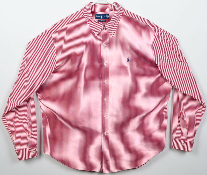 Polo Ralph Lauren Men's 2XL Classic Fit Red Striped Pony Button-Down Shirt