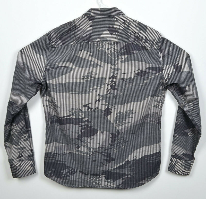 Armani Exchange A|X Men's Medium Camouflage Striped Gray Button-Front Shirt