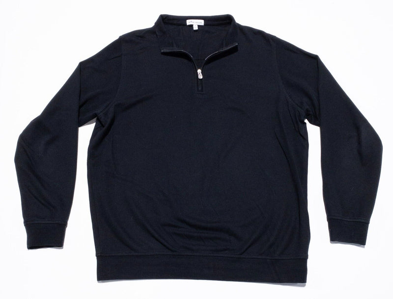 Peter Millar 1/4 Zip Sweatshirt Men Large Solid Black Pullover Golf Cotton Modal