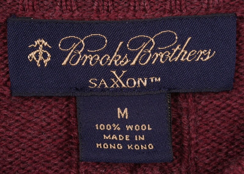 Brooks Brothers Men's Sz Medium Saxxon 100% Wool Cable-knit Red Pullover Sweater
