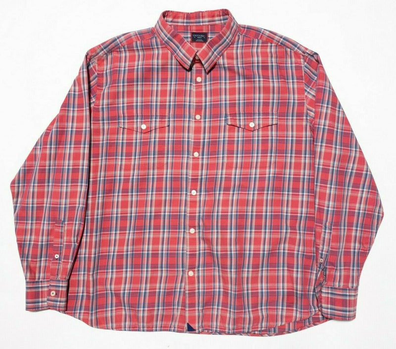 UNTUCKit Men's 3XL Classic (4XL) Red Blue Plaid Casual Button-Front Shirt