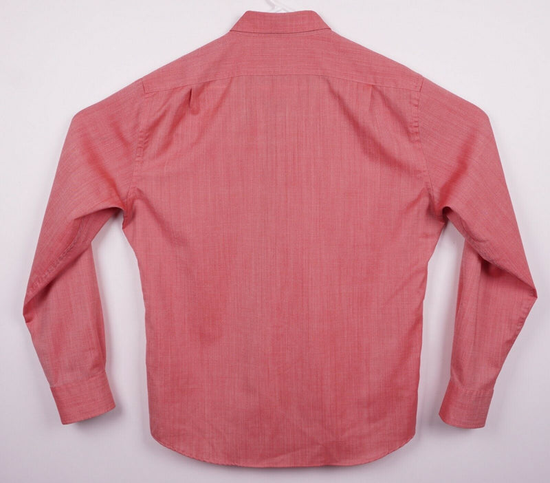 Wool & Prince Men's Large 100% Worsted Wool Pink/Red Button-Down Flannel Shirt