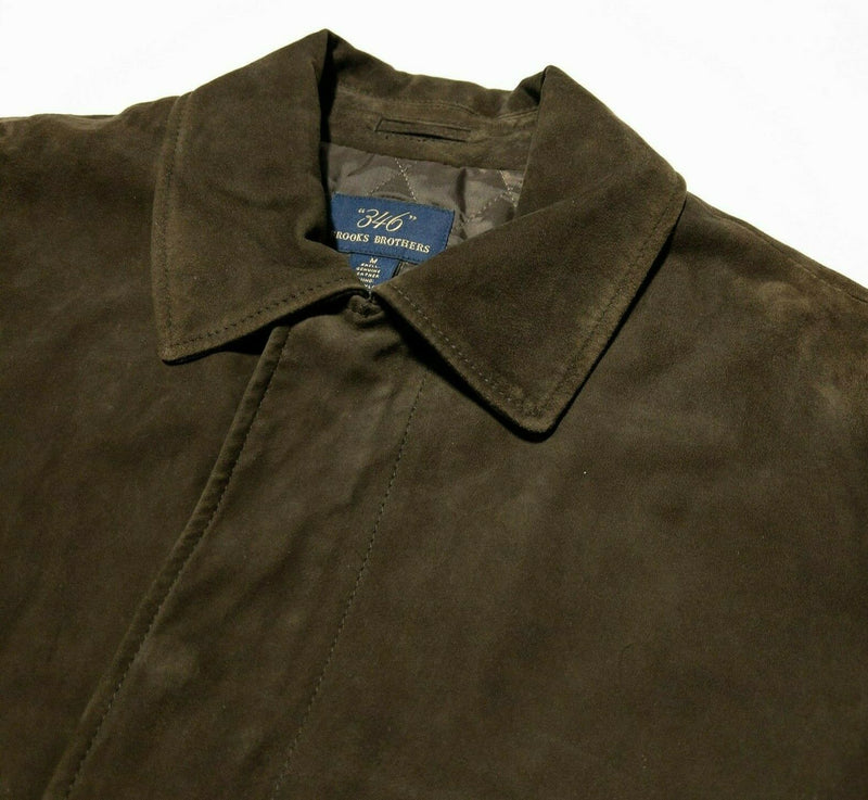 Brooks Brothers Suede Leather Bomber Jacket Lined Chocolate Brown Men's Medium