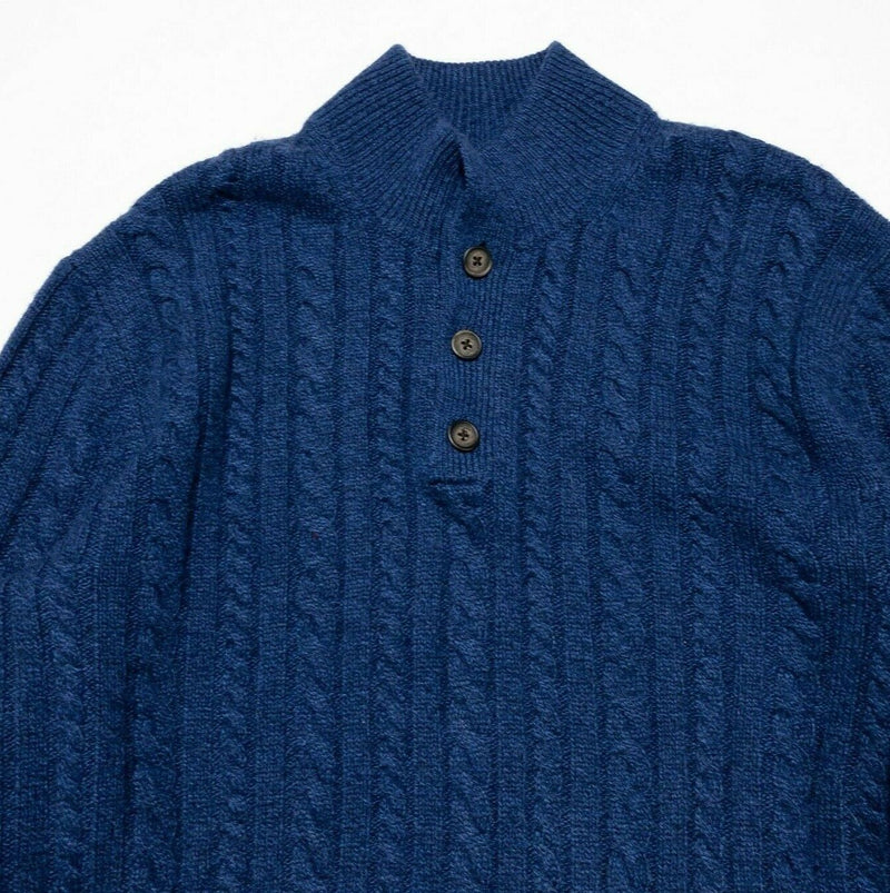 Bloomingdale's Sweater Men's Medium Wool Cashmere Cable-Knit Blue Pullover