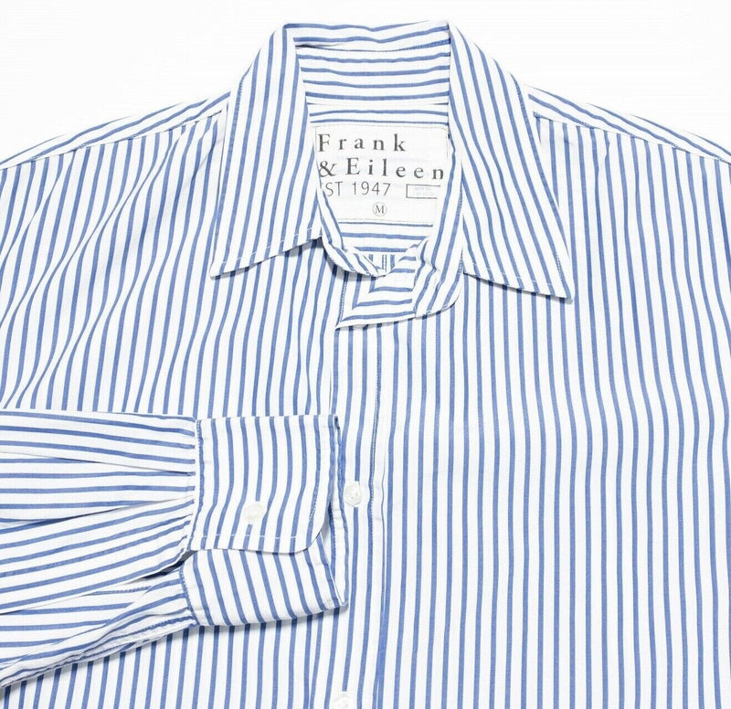 Frank & Eileen Men's Shirt Medium Blue White Striped Button-Front Casual USA