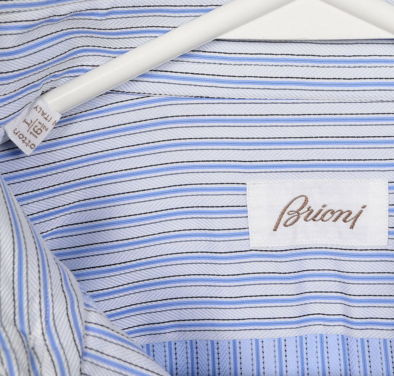 Brioni Men's Large (16) Blue White Striped Made in Italy Button Dress Shirt