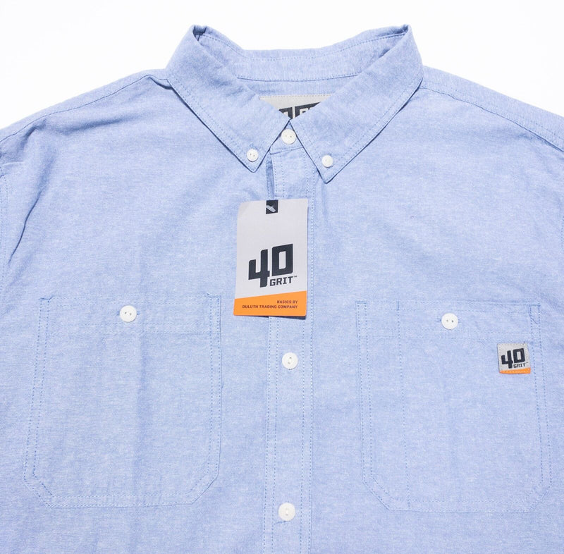 40 Grit Duluth Trading Chambray Shirt Men's 2XL Standard Fit Blue Button-Down
