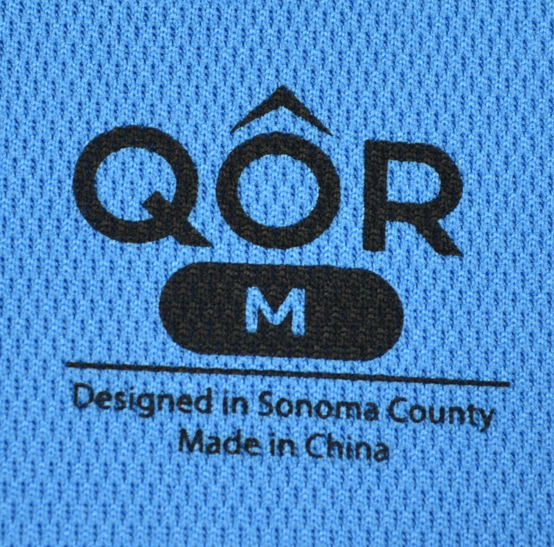 QOR Men's Sz Medium 1/4 Zip Solid Blue Hiking Polartec Activewear Polo Shirt