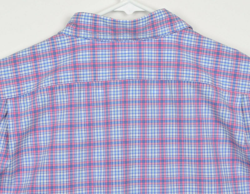 Polo Ralph Lauren Men's Sz XL Stretch Pink Blue Plaid Button-Front Shirt