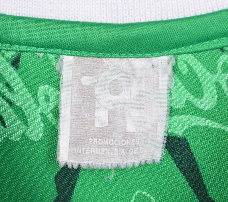 Mexico 1998 World Cup Men's Large? Green Signatures Aztec Futbol Soccer Jersey