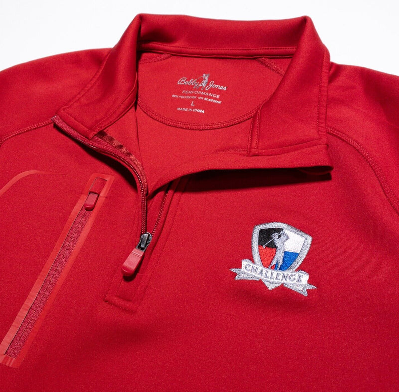 Bobby Jones Jacket Men's Large Performance 1/4 Zip Pullover Red Wicking Stretch