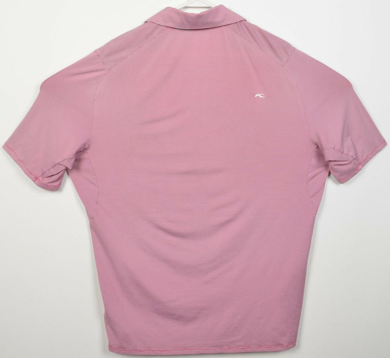 KJUS Men's Large/52 Pink Striped Golf Wicking UPF 50+ Soren Stripe Polo Shirt