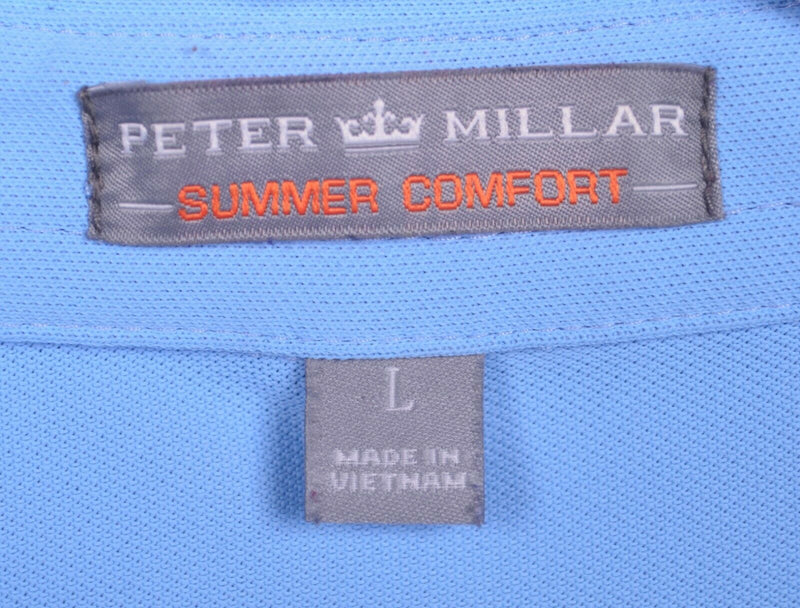 Peter Millar Men's Sz Large Summer Comfort Solid Light Blue Golf Polo Shirt