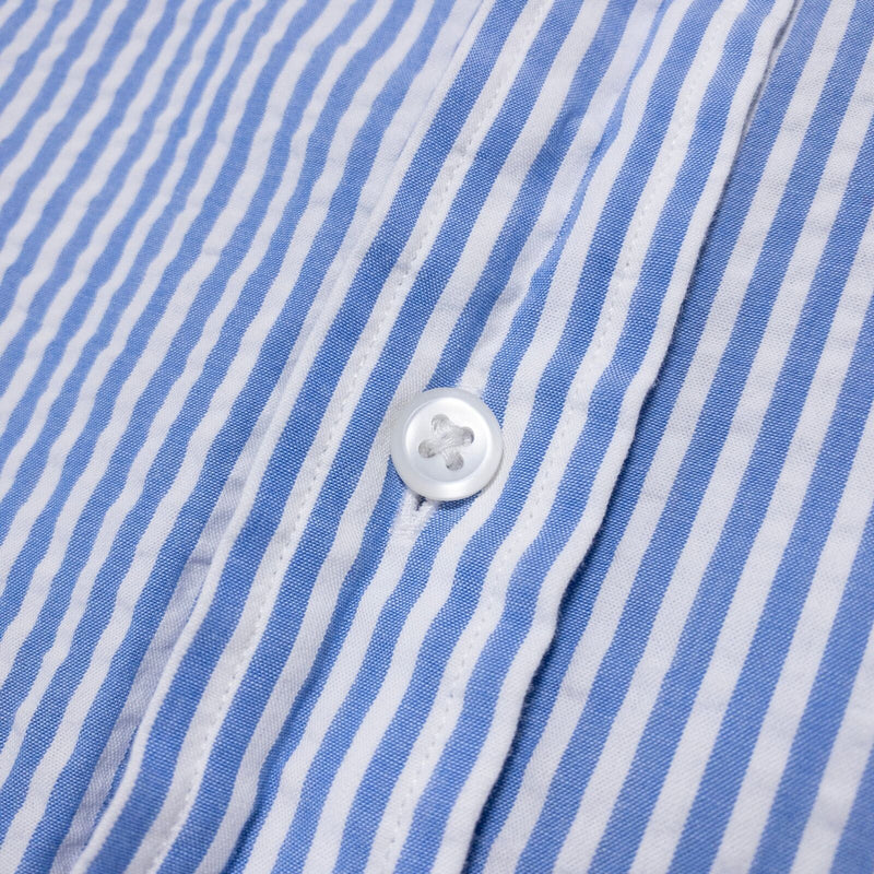 Polo Ralph Lauren Seersucker Shirt Men's 2XL Button-Down Blue White Striped