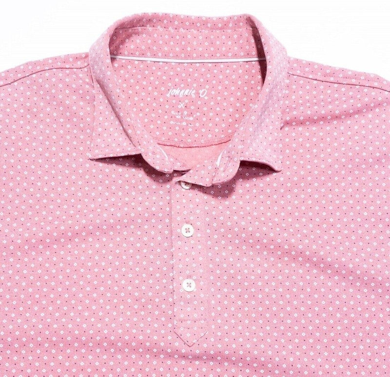 johnnie-O Polo XL Men's Shirt Golf Wicking Stretch Pink Geometric Prep-Formance