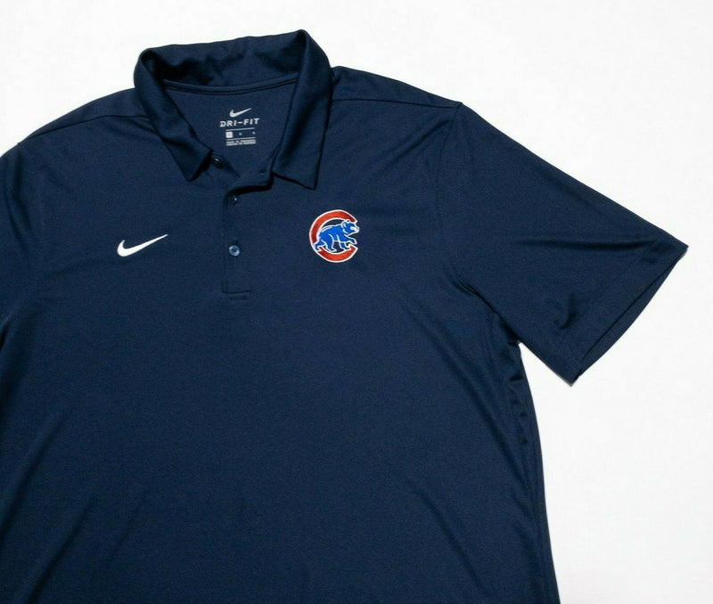 Chicago Cubs Nike Polo Shirt Men's Large Dri-Fit Navy Blue Wicking Golf Sports