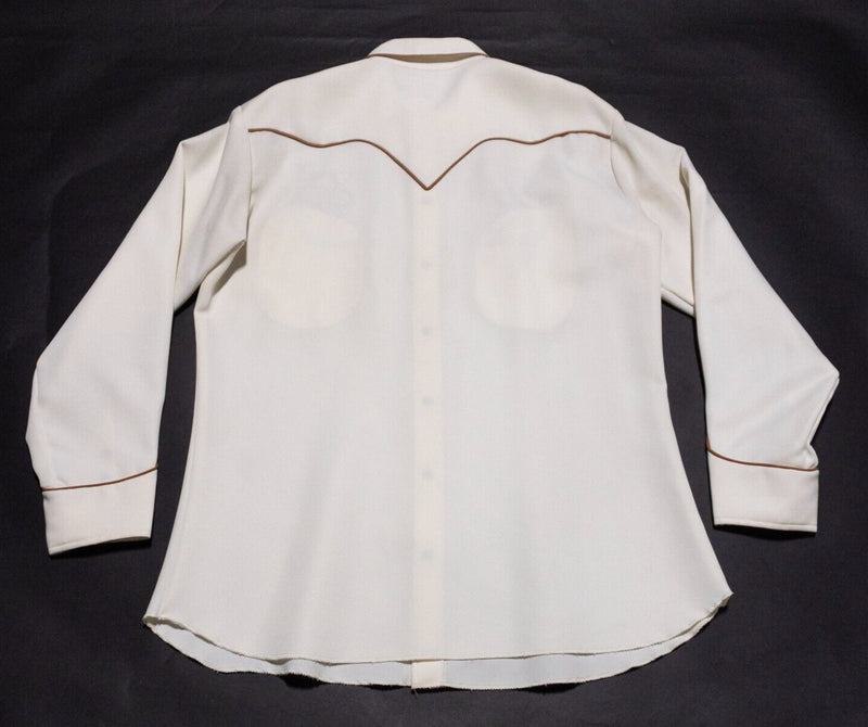 H Bar C Western Shirt Men's 16.5 Vintage 70s Pearl Snap El Dorado Flower Smile
