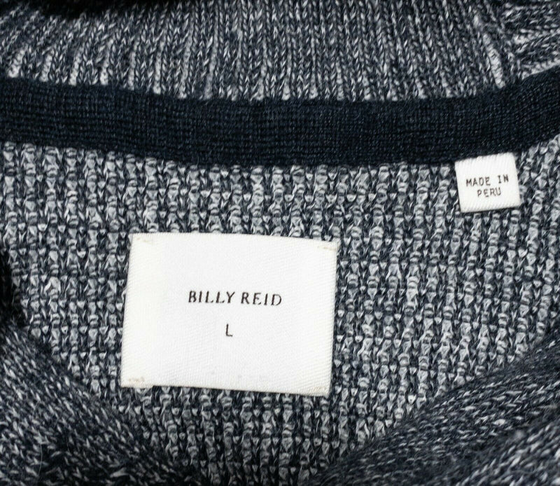 Billy Reid Men's Large Alpaca Wool Blend Shawl Collar Gray/Blue Knit Sweater