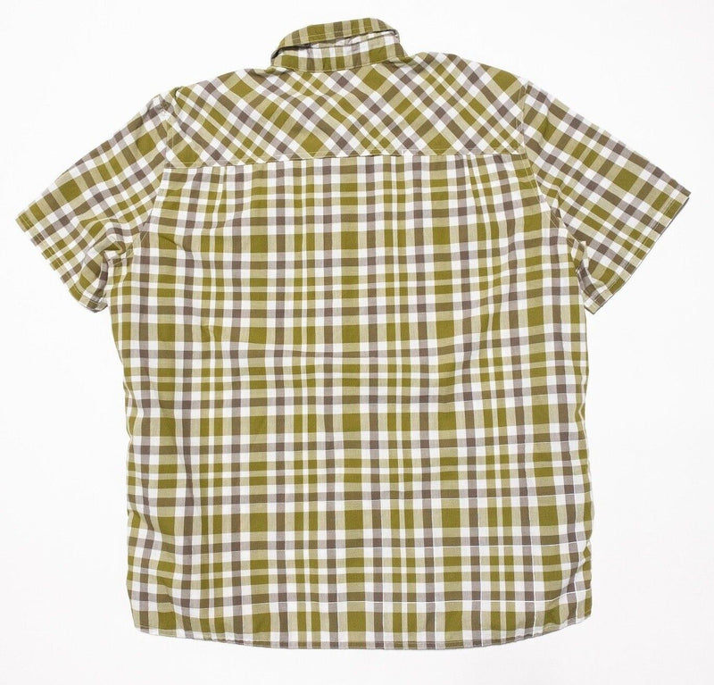L.L. Bean Shirt XL Mens Olive Green Check Vented Reflective Fishing Short Sleeve